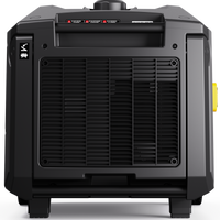 Portable black FIRMAN Power Equipment Gas Inverter Portable Generator 6850/5500 Watt Remote Start 120/240V CO Alert with control panel on top, vent grilles on the front, and a yellow handle on the side.