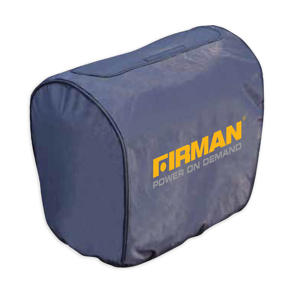 A dark gray all-weather protective cover with the "FIRMAN Power Equipment" logo printed in yellow on the side.