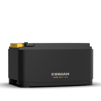 A portable FIRMAN Power Pack +1000 generator, black in color, with a yellow handle visible on top.