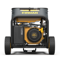 A close-up of a sleek, FIRMAN Power Equipment Dual Fuel Portable Generator 8000W Electric Start 120/240V, showcasing its robust design and advanced functionalities.
