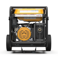 The back of a FIRMAN Power Equipment Dual Fuel Portable Generator 8000W Electric Start 120/240V.