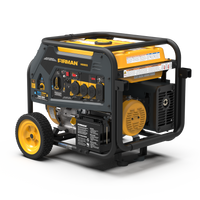 A close-up of a FIRMAN Power Equipment Dual Fuel Portable Generator 8000W Electric Start 120/240V.