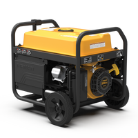 Portable FIRMAN Power Equipment Gasoline-powered generator with CO ALERT technology in a black and yellow frame, featuring a visible engine and control panel.