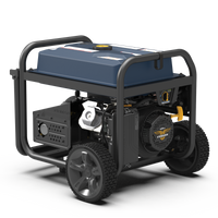 Portable FIRMAN Power Equipment Tri Fuel Generator 11600W Electric Start 120V/240V with CO alert on a wheeled frame, featuring visible engine parts and control panel, designed as a portable standby generator.