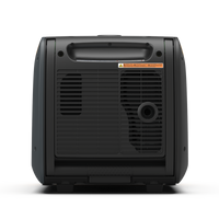 A black FIRMAN Power Equipment portable generator with an RV-Ready TT-30R 30 Amp outlet on a striped white background.