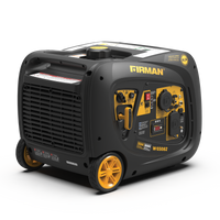 Black and yellow FIRMAN Power Equipment Inverter Portable Generator 3300W Electric Start on a white background.