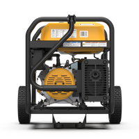 Gas FIRMAN Portable Generator 8350W Recoil Start 120/240V on wheels with a visible engine and yellow fuel tank, against a plain background.