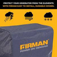The FIRMAN Power Equipment Medium Size Portable Generator Inverter Cover protects your generator from rain, wind, and snow. Its durable, easy-to-install design offers reliable all-season protection for medium generators.