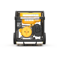 FIRMAN Power Equipment's Dual Fuel Portable Generator 4550/3650W Recoil Start in yellow and black, shown against a white background from a front-facing perspective.