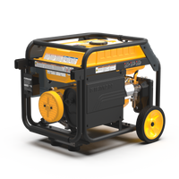 The FIRMAN Power Equipment Dual Fuel Portable Generator, 4550/3650W with Recoil Start, features a yellow and black design and wheels for easy transport, making it an ideal reliable backup power station.