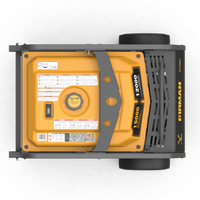 Top view of a FIRMAN Power Equipment Gas Portable Generator, yellow and black, labeled 15000W peak and 12000W starting.