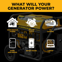 A FIRMAN Power Equipment GAS PORTABLE GENERATOR 8375W REMOTE START 120/240V delivers backup power for home appliances, smartphones, laptops, power tools, RV camping, and more.