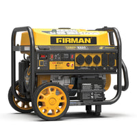The FIRMAN Power Equipment GAS PORTABLE GENERATOR 11600W with remote start and CO alert offers reliable backup power, a convenient control panel, outlets, and large wheels for easy mobility—ideal for use wherever you need it.