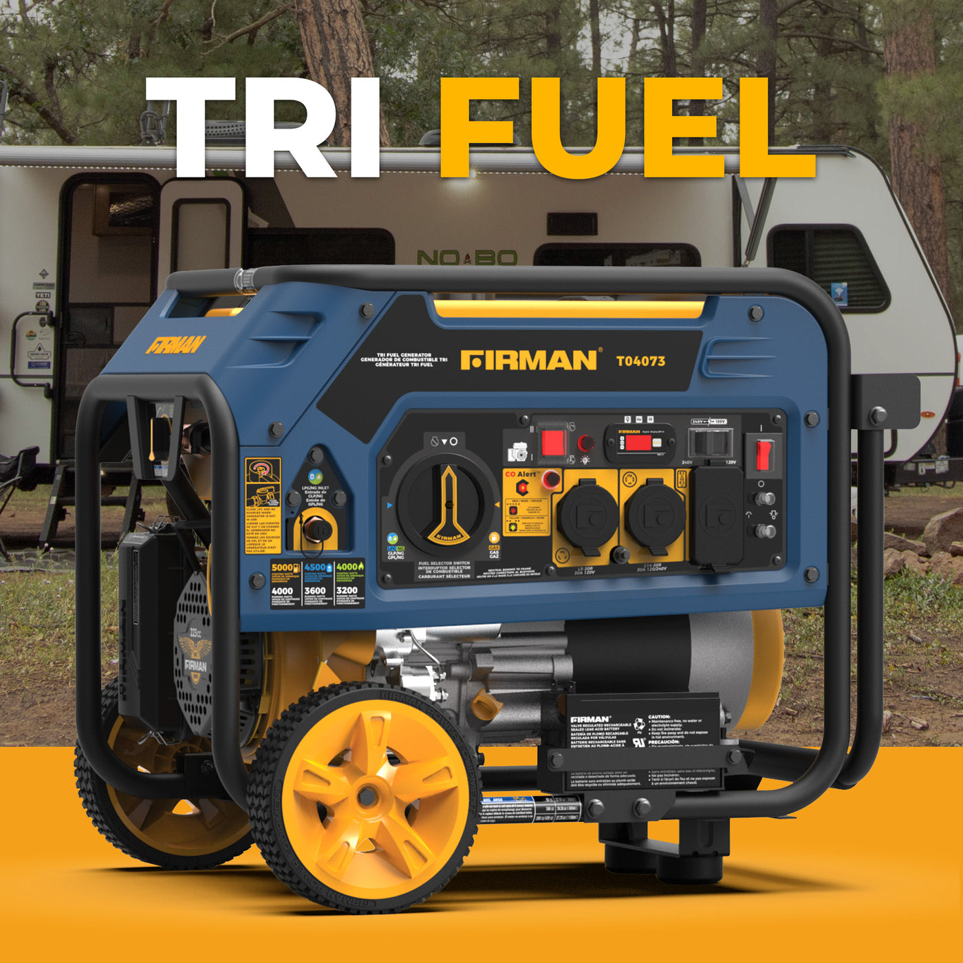 Tri Fuel Portable Generator 4000W Electric Start 120/240V with CO ALER ...