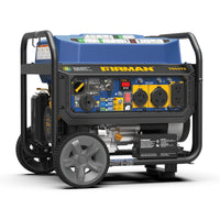 A portable IRMAN T804V72 generator with a blue top, black and gray frame, and a detailed yellow, blue, and black control panel on the front, shown on a white background.