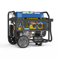 The FIRMAN Power Equipment Tri Fuel Portable Generator (8250/6600W) features electric start, wheel kit, bonus cover & cord, CO Alert, and multiple outlets—ideal for home backup power; shown on a white background.