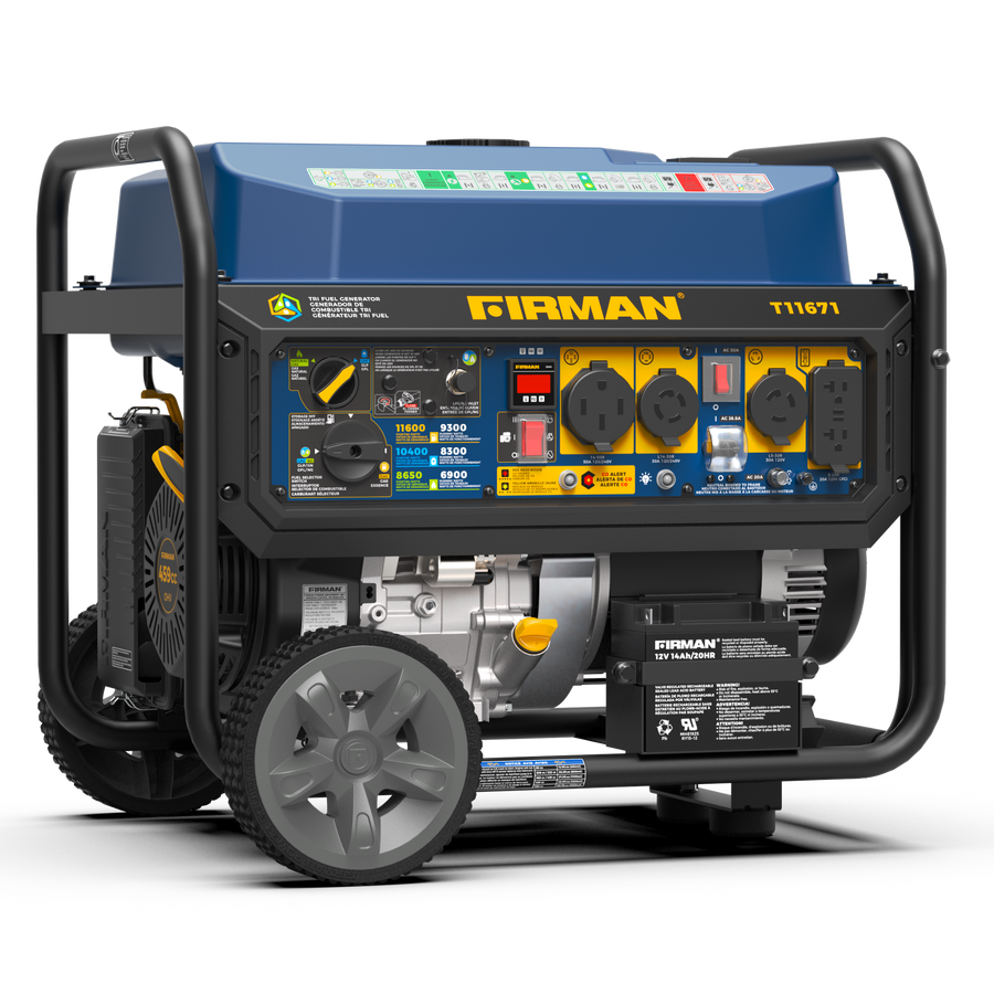 Tri-Fuel Portable Generator 11600/9300W Electric Start CO Alert