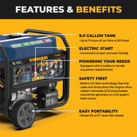 Tri-Fuel Portable Generator 11600/9300W Electric Start CO Alert