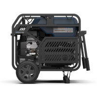 The FIRMAN Power Equipment TRI FUEL PORTABLE GENERATOR 16800W offers versatility with a sturdy metal frame, wheels, and a side panel displaying internal components. Its V-Twin engine provides robust performance, while CO Alert technology enhances safety for all your power needs.