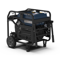 The FIRMAN TRI FUEL PORTABLE GENERATOR 16800W has a sturdy metal frame, easy-transport handles and wheels, a powerful V-Twin engine with CO Alert for safety, and features a sleek blue engine with black casing.
