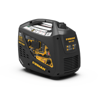 The FIRMAN Power Equipment black and yellow generator, model W01787, is a quiet 2100/1700W portable inverter with various controls and a handle. Ideal for any setting, it includes recoil start and CO Alert for safety.