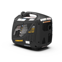 The FIRMAN Gas Inverter Portable Generator, black model W01787, offers quiet operation and impressive fuel efficiency with clear power specifications.