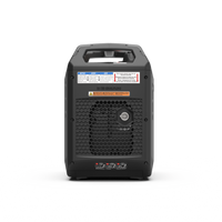 The FIRMAN Power Equipment Inverter Gas Portable Generator 2500W Recoil Start with CO ALERT is shown from the back, featuring a top handle, warning labels, ventilation grid, and center fuel cap—perfect as an RV-ready power solution.