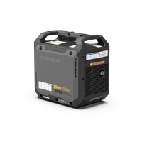 The FIRMAN Power Equipment Inverter Gas Portable Generator 2500W Recoil Start with CO ALERT, in gray and black, is shown against a white background. This portable, RV-ready generator delivers reliable power wherever you need it.