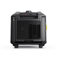 Portable generator in black with multiple outlets and a large vent on the front, featuring eco mode, control buttons, and a carrying handle on top: FIRMAN Power Equipment Gas Inverter Portable Generator 6850/5500 Watt 120/240V CO Alert