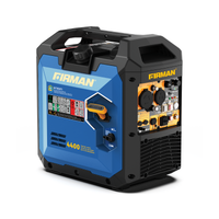 Certainly! Here’s a rewritten version of your sentence using the product data: The FIRMAN Power Equipment Tri Fuel Inverter Portable Generator 4400/3500 Watt features electric start, a convenient control panel with outlets, parallel readiness, and a carrying handle—all clearly labeled ‘4400’ on the front. Reliable and versatile for RV use or wherever portable power is required, this generator also includes CO Alert for added safety.
