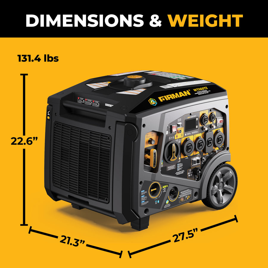 Tri Fuel Inverter Portable Generator 7500/6000W Electric Start 120/240V Parallel Ready CO Alert
