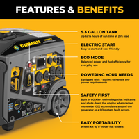 Tri-Fuel Inverter Portable Generator 8500/6800 Watt Electric Start 120/240V Parallel Ready with CO Alert
