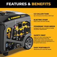 Tri-Fuel Inverter Portable Generator 8750/7000 Watt Electric Start 120/240V Parallel Ready with CO Alert