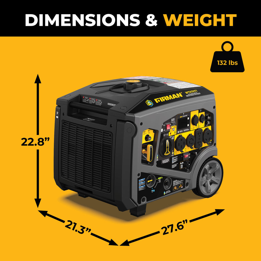 Tri-Fuel Inverter Portable Generator 8750/7000 Watt Electric Start 120/240V Parallel Ready with CO Alert