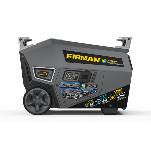 A side view of a FIRMAN 13500 Watt portable generator on a clean white background.