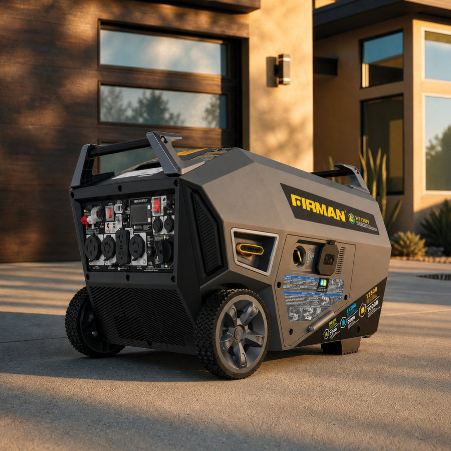 Tri Fuel Inverter Portable Generator 12500/10000W Electric Start 120/240V Parallel Ready CO Alert