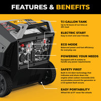 Tri Fuel Inverter Portable Generator 12500/10000W Electric Start 120/240V Parallel Ready CO Alert