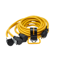 25' Heavy Duty L5-30P to (3) 5-20R Power Cord With Storage Strap
