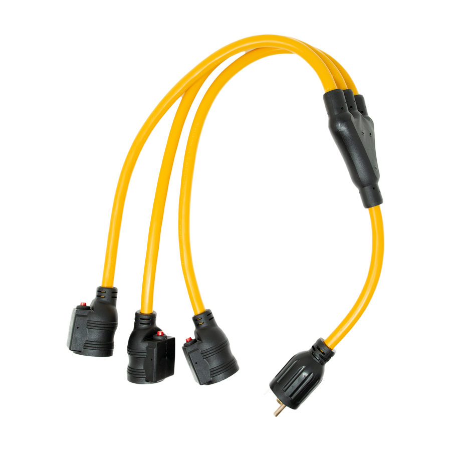 Cable de alimentación corto de 3' TT-30P a (3) 5-20R de alta resistencia