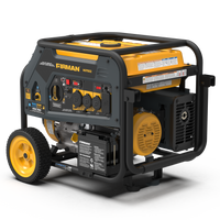 A close-up of a FIRMAN Power Equipment Dual Fuel Portable Generator 7500W Electric Start 120/240V.