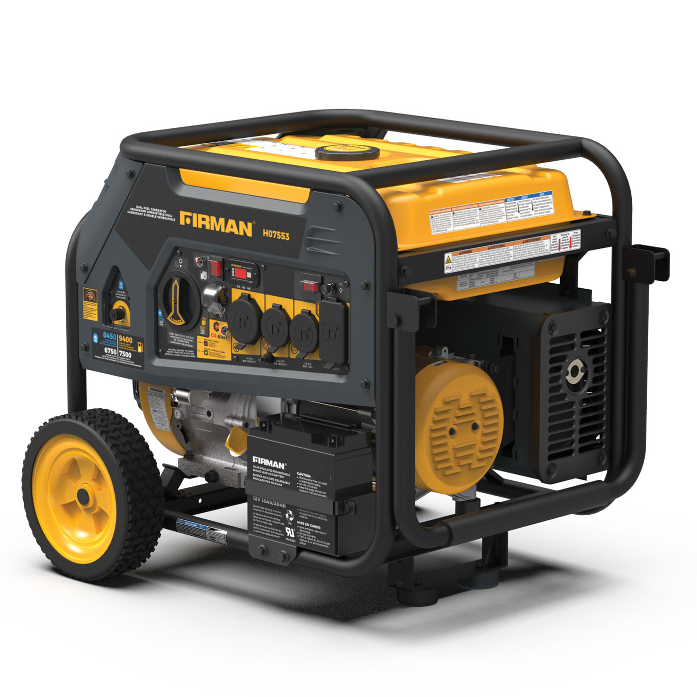 Dual Fuel Portable Generator 9400W Electric Start 120/240V with CO