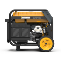 Portable FIRMAN Power Equipment Dual Fuel Generator 8000W Electric Start 120/240V on wheels with visible engine and black frame, isolated on a white background.