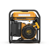 FIRMAN Power Equipment Gas Portable Generator 1500W Recoil Start with CO alert, yellow and black, with visible engine and steel frame, on a white background.
