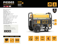 Gas Portable Generator 4450W Recoil Start 120V with CO alert