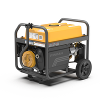 Portable FIRMAN Power Equipment gas-powered generator with a yellow tank and black frame on wheels, labeled "FIRMAN P03504" on a white background.