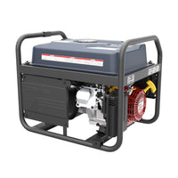 Portable gas-powered generator with a metal frame and visible engine components, ideal for backup power, isolated on a white background. The Gas Portable Generator 4550W Recoil Start 120V by FIRMAN Power Equipment.