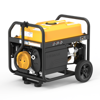 A FIRMAN Power Equipment gas portable generator 4550W remote start 120/240V on a metal frame with wheels, ideal for camping.