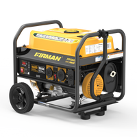 A yellow and black FIRMAN Power Equipment Gas Portable Generator 4550W Recoil Start 120/240V.