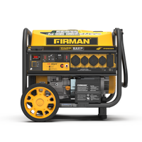 FIRMAN Power Equipment Gas Portable Generator 11400W Remote Start 120/240V with CO alert, yellow and black, with multiple output ports and wheel kit.