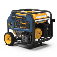 A blue and yellow FIRMAN Power Equipment T07571 Tri-Fuel generator.